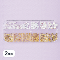 潮流金屬半飾品 xAB 半珍珠美甲配件12件組, 2個, 混色