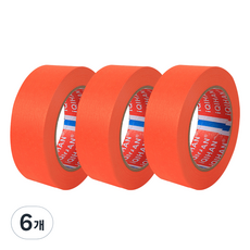 iQIHAN 彩色遮蔽紙膠帶 25mm x 15m, 6個, 橘色