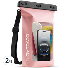 아이몰 DIVELAB 스마트폰 방수팩 3단 잠금 터치 드라이백, 2개, 핑크