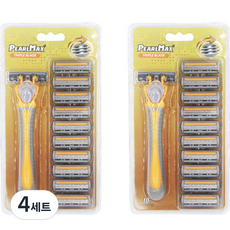 pearlmax Dewitree PEARL MAX 3層一次性刮鬍刀 黃色+替換刀片組, 4組