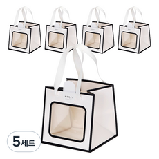 인디케이 투명창 선물쇼핑백 소 5p + 스티커 5p 세트, 화이트, 5세트