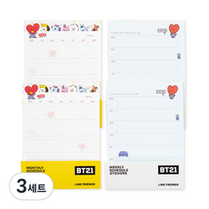 BT21 다이어리 스케줄 스티커 2종 x 2p 세트, 3세트