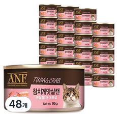 ANF 고양이 간식캔, 혼합맛(흰살참치/게맛살), 95g, 48개 혼합맛(흰살참치/게맛살), 95g, 48개