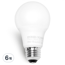 번개표 원하 LED 전구 8W 화이트, 주백색, 6개