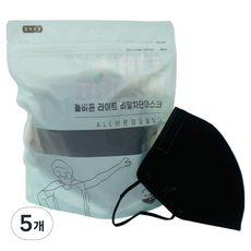 ALLBARUN 라이트 비말차단 마스크 성인용 KFAD, 25개입, 5개, 블랙