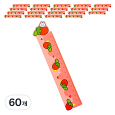 마켓감성 문구용품 휘어지는 눈금자, 딸기, 60개