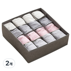 16格粉彩粉色內衣襪子隔層抽屜整理盒, 灰色, 2個