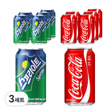코카콜라 355ml x 6p + 스프라이트 355ml x 6p, 3세트, 4.26L