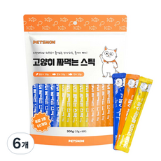 펫츠몬 고양이 짜먹는 스틱, 혼합맛(닭고기/참치/연어), 900g, 6개