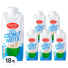 카르타 100% 코코넛 워터, 18개, 330ml