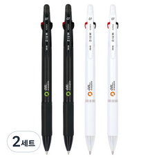 자바펜 지움3겔 지워지는 볼펜 0.7mm 2종 x 2p 세트, 블랙, 화이트, 2세트