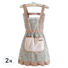 Solv Living 花朵擦手連身帆布圍裙, 綠色, 2個