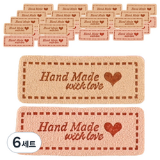 윰스 DIY 뜨개질 핸드메이드 와펜 스티커 라벨 2종 x 15p 세트, 핑크 + 브라운, 6세트