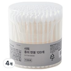 JAJU 沐浴用紙軸棉花棒, 120入, 4個