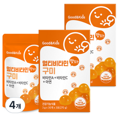 굿앤키즈 내츄럴플러스 유아용 맛있는 멀티비타민 구미 270g, 4개, 90g