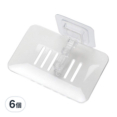 【E.dot】透視水晶瀝水肥皂架/肥皂盒, 白色, 6個
