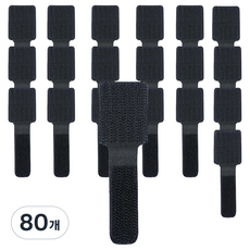 엔더 부착형 전선정리 벨크로 찍찍이 케이블 타이, 80개, 블랙