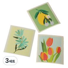 brwd花果圖案廚房抹布 3入組, 3組