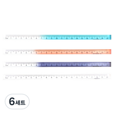 투데이리빙 사각 아크릴 스틱자 20cm 4종 세트 CD_OST_AL102Q, 혼합색상, 6세트