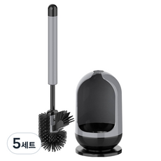 미스터시가 꼼꼼 사각지대 화장실 세척 솔 + 거치대 세트, 그레이, 5세트