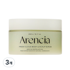 아렌시아 프레시 클라우드 바디 앤 스칼프 스크럽 제라늄 앤 프림로즈, 260g, 3개