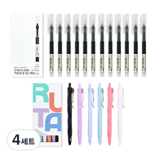 투코비 54 생잉크 중성펜 0.5mm 12p + 투코비 루타펜 6개입, 블랙, 4세트