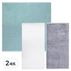송월타월 퍼프 뱀부85 바스타올 + 라베나 뱀부 호텔수건 200g x 2p 세트, 터키스(바스타올), 라이트그레이(호텔수건), 아이보리(호텔수건), 2세트