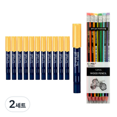 Dong-A Jet Stick 2 橢圓形 12p + Tucobi 三角橡皮擦鉛筆 SG-208 12p 套裝, 橙色(噴射棒)，混色(橡皮鉛筆), 2組