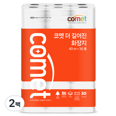 comet 更長的衛生紙天然紙漿3層 40m, 30入, 2個