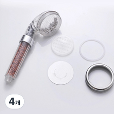 Maket Gamseong 水力強勁三重過濾蓮蓬頭, 銀色 + 透明, 4個