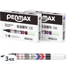 펜맥스 롱 유성매직 108 2종 x 12p 세트, 흑색, 청색
