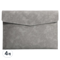 홍련 인조가죽 방수 A4 수납 파우치, 4개, 그레이