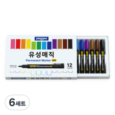 펜맥스 유성매직 12색 세트, 혼합색상, 6세트