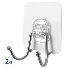 Olg 第3代 免鑽孔 不鏽鋼掛鉤 雙掛環, 銀色, 2個