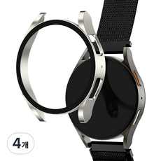 요거 갤럭시워치 풀커버 액정보호필름 강화유리 케이스, 화이트골드, 4개