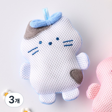 BUTTERSHOP 網眼沐浴海綿 牛奶貓, 3個, 1入, 白色