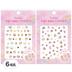 투미니 키즈 네일 스티커 2종 세트, T017 + T018, 6세트