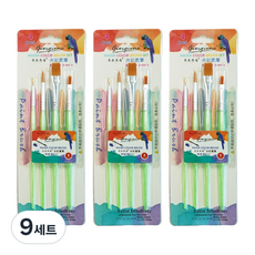 조르조네 솔리드 수채화 붓 연두색 4p, 17.5cm, 19cm, 18cm, 16.5cm, 9세트
