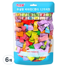 무란왕 무설탕 비타민C 캔디 12가지맛, 200g, 6개