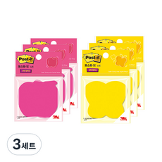 3M Post-it 利貼 3M強力黏貼用模切便條貼 蘋果 3入+蝴蝶 3入, 混色, 3套
