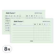 아이씨엘디자인 해빗트래커 루틴 메모지, Weekly + 민트, 100매, 8개