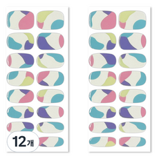 Bellancy 真實凝膠美甲貼 基本款美甲貼紙 16片, 多彩雲朵, 12個