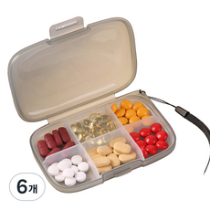 拜德 實用便攜式藥盒 灰色 11 x 7.5 cm, 6個