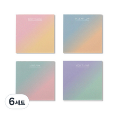 Daily Japan 漸層便條紙 4種混合組, 粉紅色 + 黃色, 藍色 + 黃色, 薄荷綠 + 粉紅色, 紫羅蘭色 + 薄荷綠, 6套