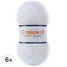 미소털실 펄 수세미실 80g, 10화이트, 6개