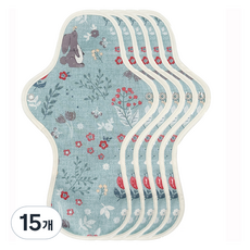 이채 플라워 날개형 면생리대 블루코이, 15개, 1매입, 대형