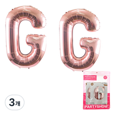 PARTYSHOW 字母鋁箔氣球 大 2入, 玫瑰金(G), 3個