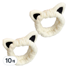 溫柔多情 厚實貓咪洗臉髮帶 20 x 20 cm, 米色, 10個