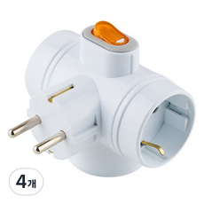 보에담 스위치 T자형 멀티탭 3구, 8.7cm, 화이트, 4개