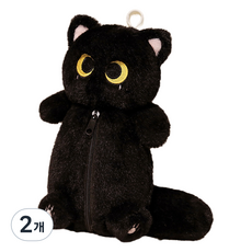 Dadaland 大眼貓咪玩偶鉛筆盒, 黑色, 2個